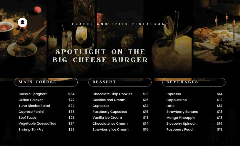 Christmas menu