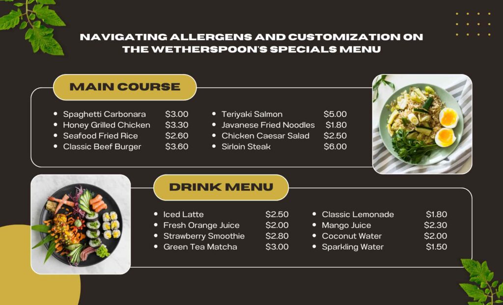 Wetherspoon's Specials Menu 